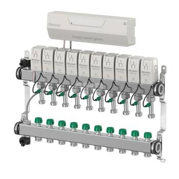 Rozdzielacz do ogrzewania podłogowego COMAP Secos 11-obieg. stal nierdzewna gw 1'' x gz 3/4'' z inteligentnym sterownikiem natężenia przepływu i temperatury
