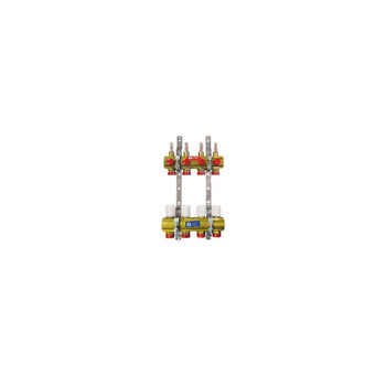 Rozdzielacz do ogrzewania podłogowego GIACOMINI R553F 4-obieg. mosiądz 1'' x gzm 18 + przepływomierz + termostat