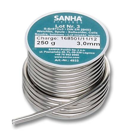 Drut lutowniczy SANHA 4933 fi 3 mm, 250 g