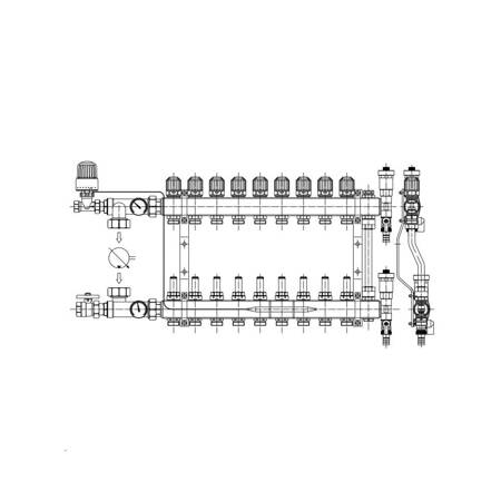 PHA-108 10-obwodowy PN6 Rozdzielacz CuZn