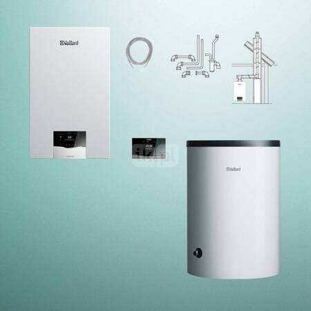 Pakiet - Kocioł gazowy jednofunkcyjny VAILLANT ecoTEC plus VC 20CS/1-5 kondensacyjny wiszący 2.8-21.0 kW + Regulator sensoCOMFORT 720 + Zestaw powietrzno-spalinowy szachtowy + Zasobnik c.w.u VIH R 150/6 B