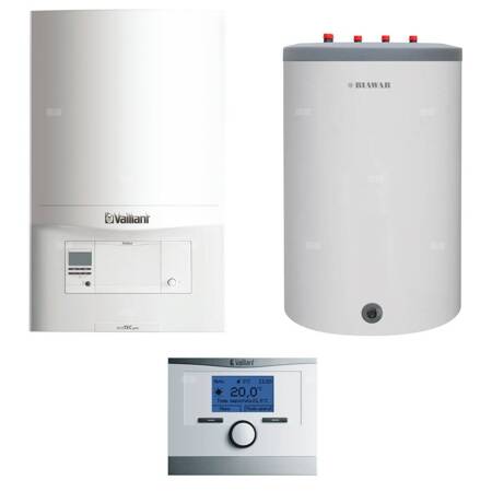 Pakiet - Kocioł gazowy jednofunkcyjny VAILLANT ecoTEC pro VC 186/5-3 kondensacyjny wiszący 5.7-20.0 kW + Czujnik c.w.u. + Regulator calorMATIC 350 + Zasobnik c.w.u Lindo 150L