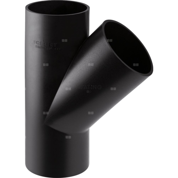 Trójnik GEBERIT HDPE 45' PE 125 mm x 75 mm x 125 mm (króciec z tworzywa sztucznego do spawania/zgrzewaniania x króciec z tworzywa sztucznego do spawania/zgrzewaniania x króciec z tworzywa sztucznego do spawania/zgrzewaniania)