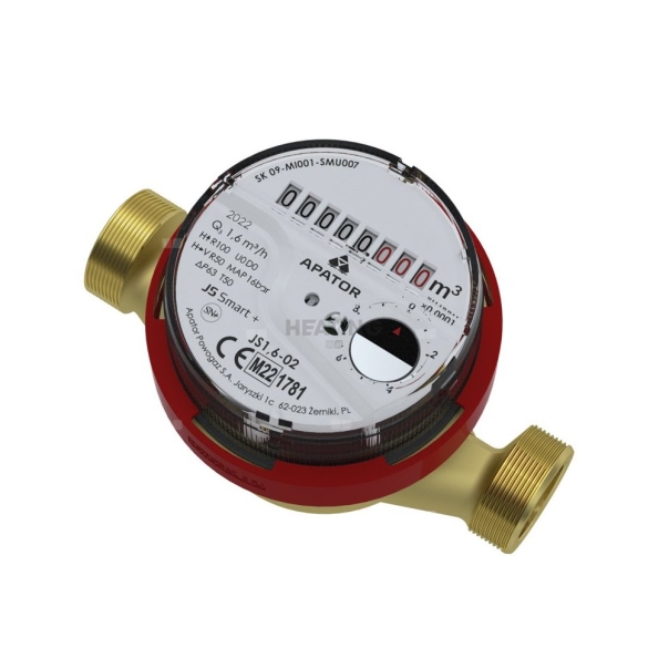 Wodomierz JS90 1,6-07 Smart D+ skrzydełkowy, jednostrumieniowy, suchobieżny, do wody ciepłej, Ti/Ir, CE, H-R160, V-R80, DN15, G ¾