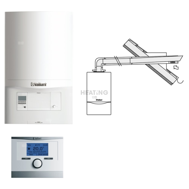Pakiet - Kocioł gazowy dwufunkcyjny VAILLANT VCW 236/5-3 ecoTEC pro kondensacyjny wiszący 5.7 - 20 kW + Zestaw powietrzno-spalinowy + RegulatormultiMATIC 700