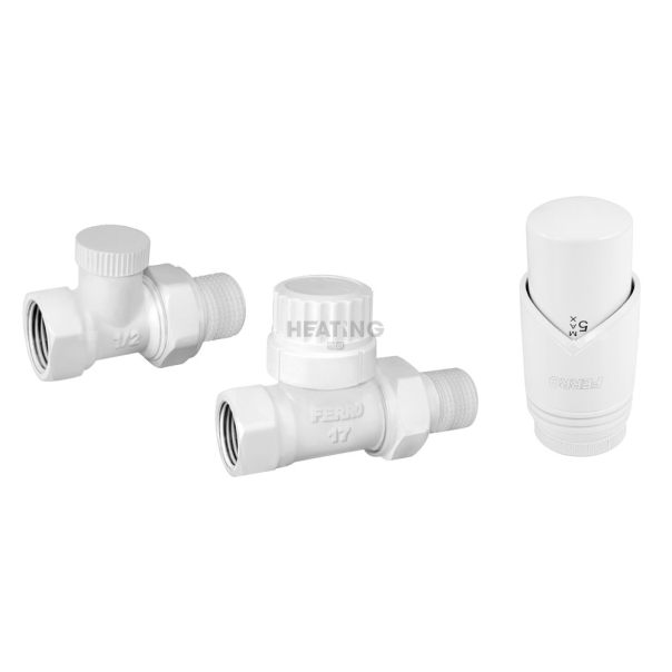 Dekoracyjny zestaw termostatyczny prosty, biały