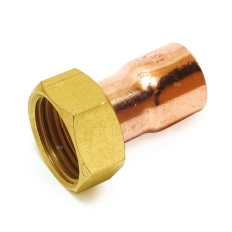 Dwuzłączka prosta miedziana z nakrętką mosiężną pod uszczelkę płaską 18-1/2