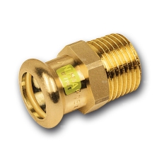 Nypel SANHA Press Gas, miedź, 15 mm x 1/2'' (zw x GZ)