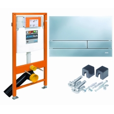 STELAŻ JOMO-Tech WC H=1120 + wsporniki + przycisk chrom mat EXCLUSIVE 2.0, zabudowa lekka (stary kod: 174-91101100-00)