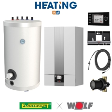 PAKIET: CGB-2-14 KOCIOŁ kondensacyjny 1-F wiszący 2,1-15,2kW z modułem AM + zasobnik WGJ-S 120/G + moduł BM-2 z podstawą ścienną + czujnik c.w.u. + separator Wolf
